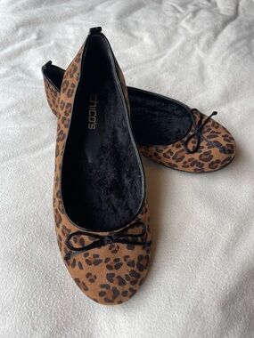 Chico's Leopard-Print Ballet Flats in Brown and Black Size 8